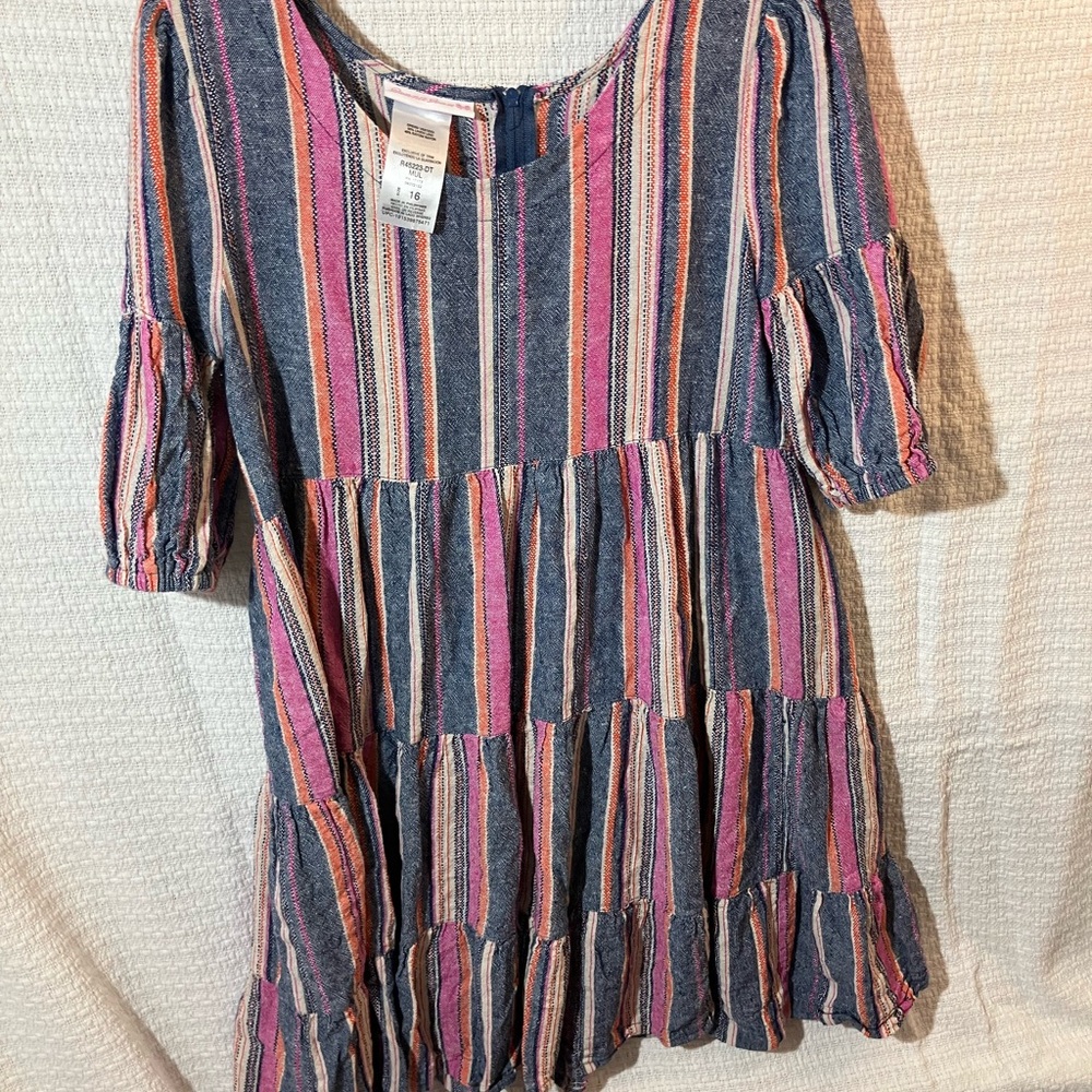 Bonnie Jean Pink and Blue Striped Tunic Dress